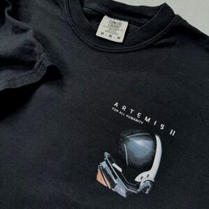 Comfort Colors NASA Artemis II For All Humanity Black Graphic T Shirt Men Medium